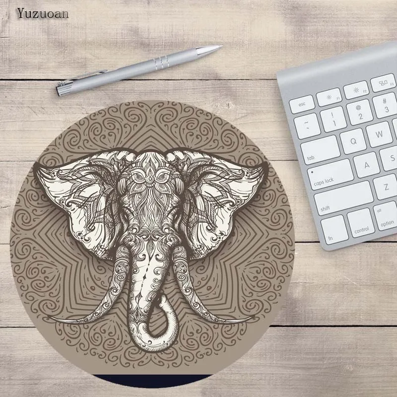 Yuzuoan 3D Print Elephant Art Round Mouse pad Wholesale for computer mouse notbook Custom Mousepad padmouse Gaming Gamer | Компьютеры и
