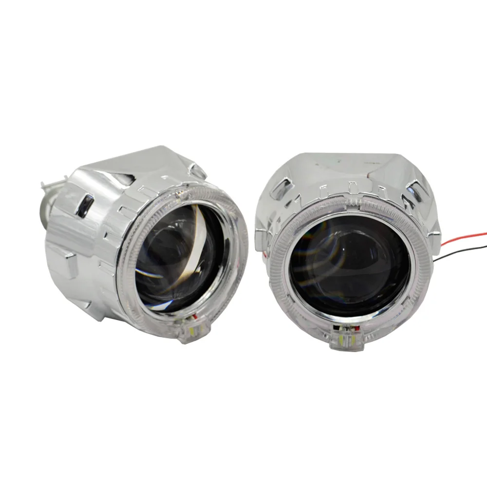 lens with shrouds 2,5 дюйма мини линзы проектора bi xenon DRL ангельские глазки кожухи маска 35 Вт ксеноновый комплект для H1 H4 H7 автомобиль мотоцикл фара модификация - Цвет: lens with shrouds