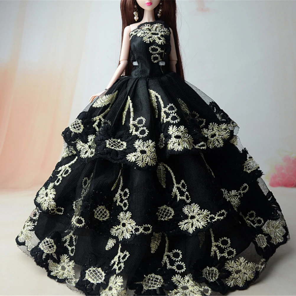 1 шт. элегантное кружевное многослойное свадебное платье с блестками для кукол
