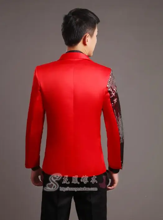 Sequins blazer men formal dress latest coat pant designs slim suit trouser marriage wedding suits for men's red fashion | Мужская