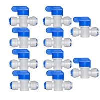 10 pcs water connect 14 inch ball valve shut off quick connect tee elbow for water reverse osmosis system aquarium osmosis