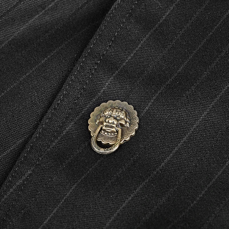 Мужской жилет в стиле стимпанк полоску китайском с пряжкой ласточкиный хвост