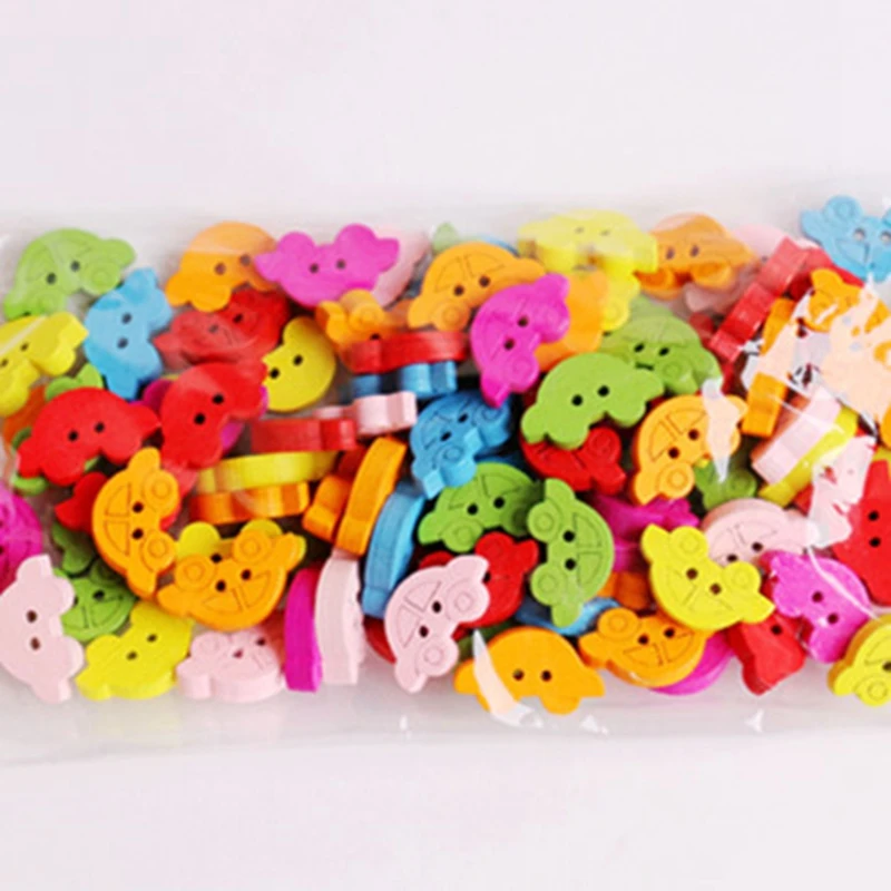 Милые вещи резьба по дереву швейная деревянная кнопка автомобиль смешанный цвет