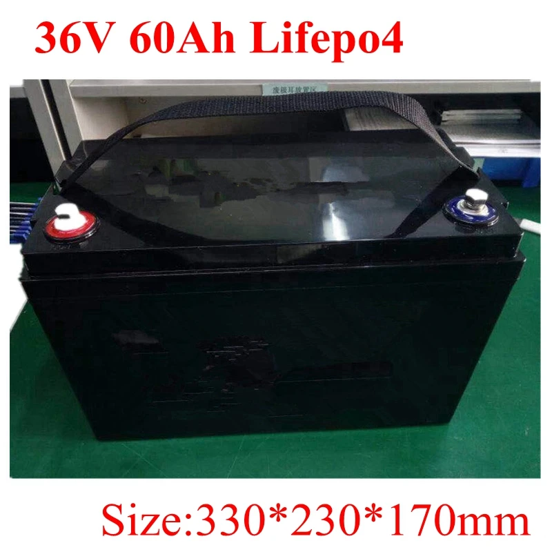 Водонепроницаемый 36 V 60AH Lifepo4 аккумулятор с системой управления для 1500 W самокат трехколесный велосипед Солнечная Резервная мощность гольф-тележка+ 5А зарядное устройство