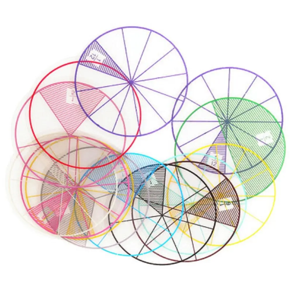 12pcs Plastic Number Fraction Circles Montesori Education Learning Toys for Children Kindergarten Preschool Math Chips|Юный математик| |