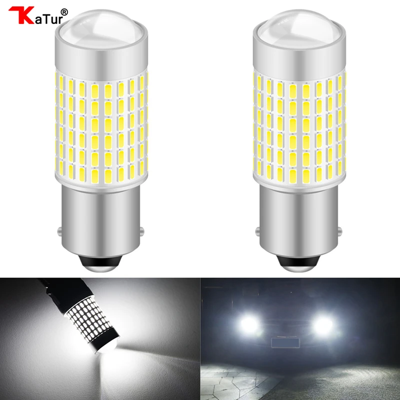 Katur 2x S25 1156 BA15S светодиодные сигнальные лампы P21W автомобильные задние фонари 6000K белый 12V парковочный светодиодный светильник лампы DRL дальнего света