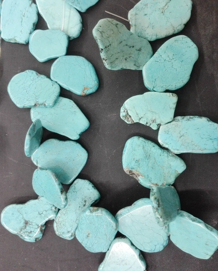 

Free Shipping stone Howlite Irregularity Slice STONE Loose Bead DIY 20x35mm 40cm/16inch Exaggerate Stone GIFT