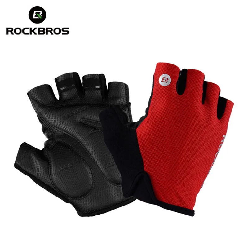 Red ROCKBROS, тактические перчатки, полпальца, противоударные, походные перчатки, горные мужские перчатки, для кемпинга, велоспорта, велосипедные перчатки, спортивная одежда - Цвет: Red