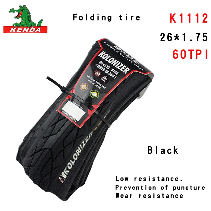 26X1.75folding black Kenda велосипедные шины K1112 26 дюймов анти прокол 26*1,5 1,75 складной 60TPI стальная проволока шины 30TPI горный велосипед шины - Цвет: 26X1.75folding black