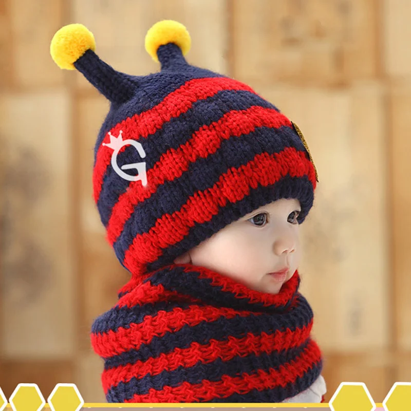 Детский зимний комплект с шапкой и шалью для детей от 6 месяцев до 4 лет вязаная