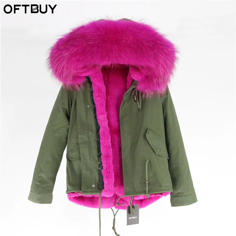 15 Бренд OFTBUY,, хаки, зеленый, зимняя куртка, пальто, женская парка, пальто с натуральным мехом, натуральный большой енотовый меховой воротник, теплая, толстая, мягкая подкладка - Цвет: 15