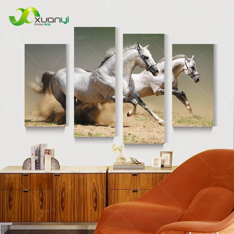 4 шт. картина маслом Белая лошадь | Живопись и каллиграфия