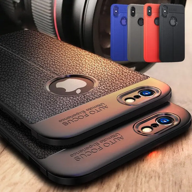 Роскошный кожаный чехол для телефона с рисунком личи iPhone X XR XS Max 6 S 7 8 Plus 5 5S SE