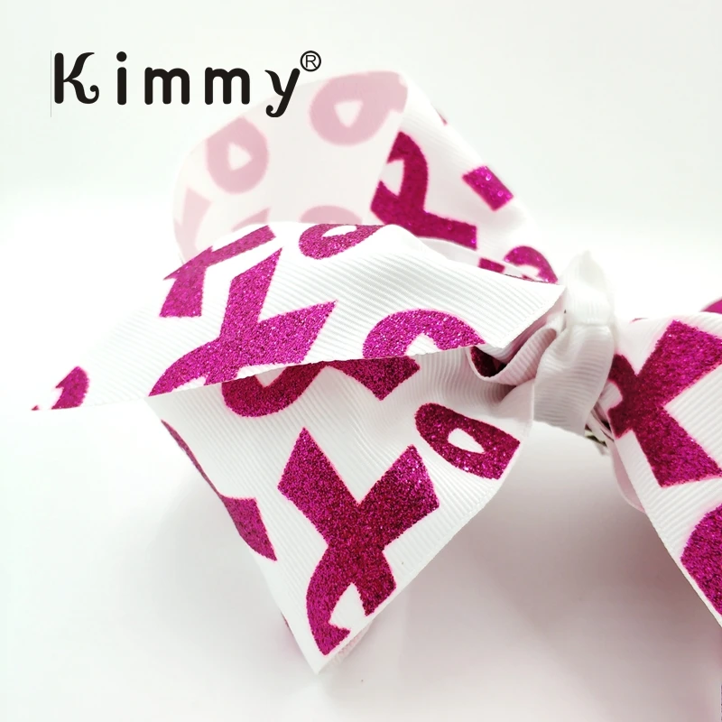 

October Pink cancer awareness ribbon Charm Hair Bow , Hair Clip 20pcs