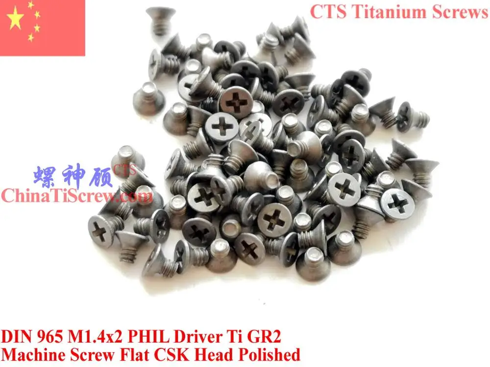 

DIN 965 M1.4 Titanium screws M1.4x2 M1.4x3 M1.4x4 M1.4x5 M1.4x6 M1.4x8 M1.4x10 Flat Head 0# Phillips Driver Ti GR2 Polished
