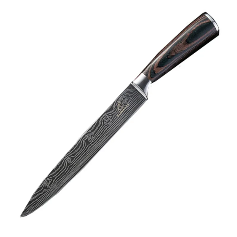 8 cleaver Дамасские кухонные ножи, ножи из нержавеющей стали, цветные ножи с деревянной ручкой для очистки овощей, сантоку, нож для нарезки повара - Цвет: 8 cleaver