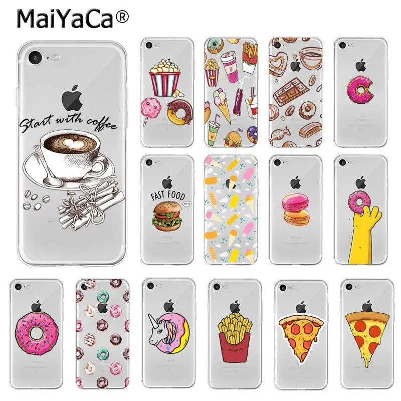 Мягкий высококачественный чехол для телефона MaiYaCa Food Donut Ice Cream Pizza Coffee из ТПУ iPhone X