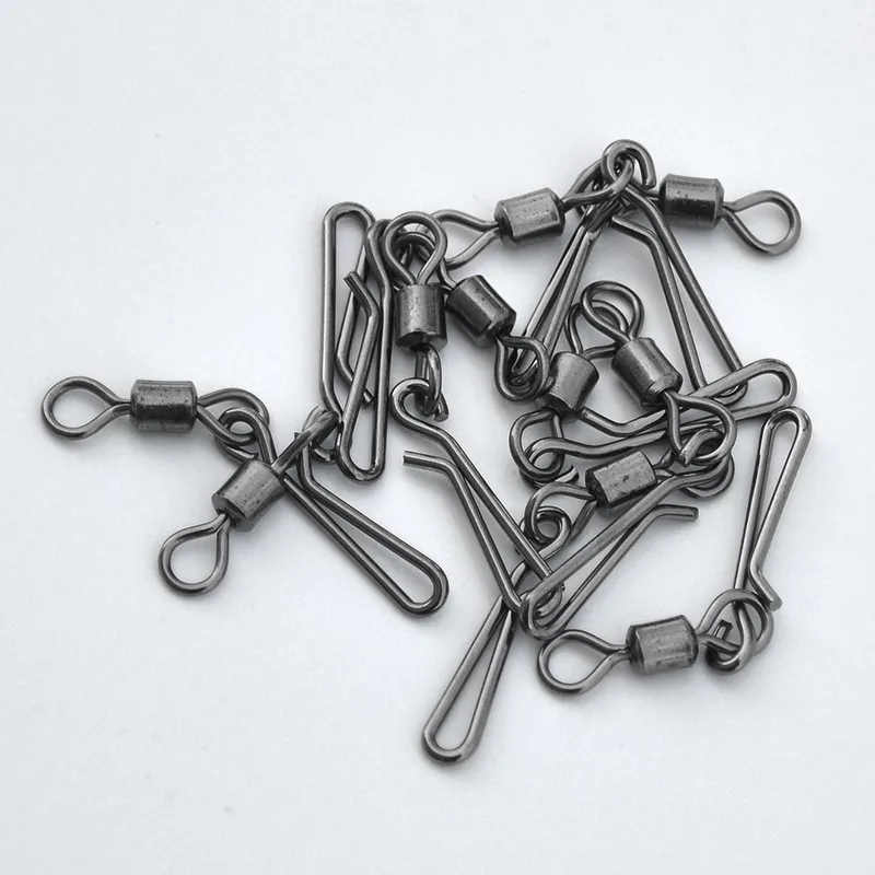 

Fishing Swivel with Snap 20pcs/lot Rolling Fishing Swivel with Hanging Snap Stainless Steel Fishing Clips Connector Accessories