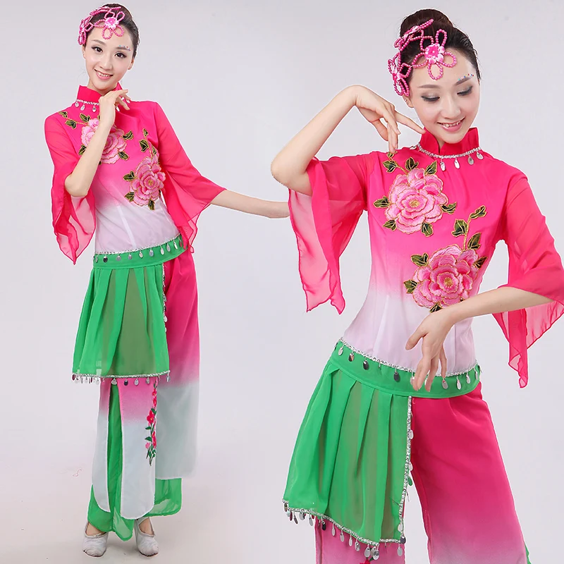 

Ancient Chinese Costume Chinese Classical Dance Costumes Yangko Gradient Sequined Embroidery Folk Stage Performance Clothes