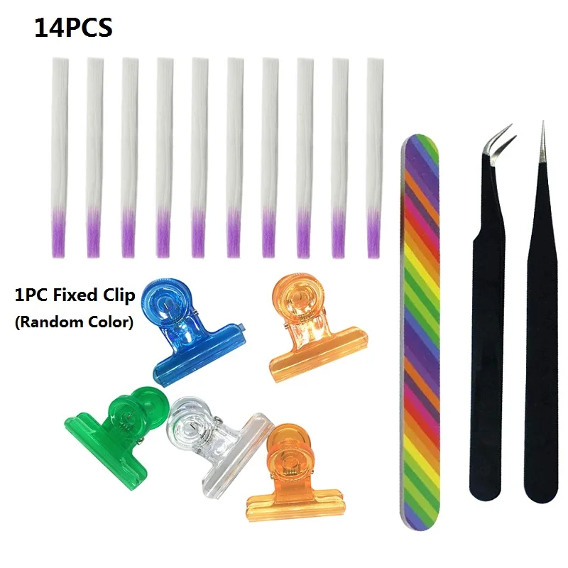 02 14pcs Профессиональный оптоволоконный наращивание ногтей Fibernails стекловолокно для наращивания ногтей Акриловые наконечники Маникюрный Инструмент с зажимом - Цвет: 02 14pcs