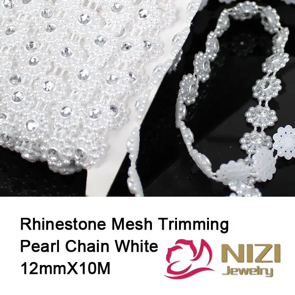 

Жемчужная цепочка 12 мм, белый цвет, длина 10 м, хрустальные стразы, сетка, отделка, жемчужная цепочка для рукоделия, свадебная одежда, сделай сам, украшение