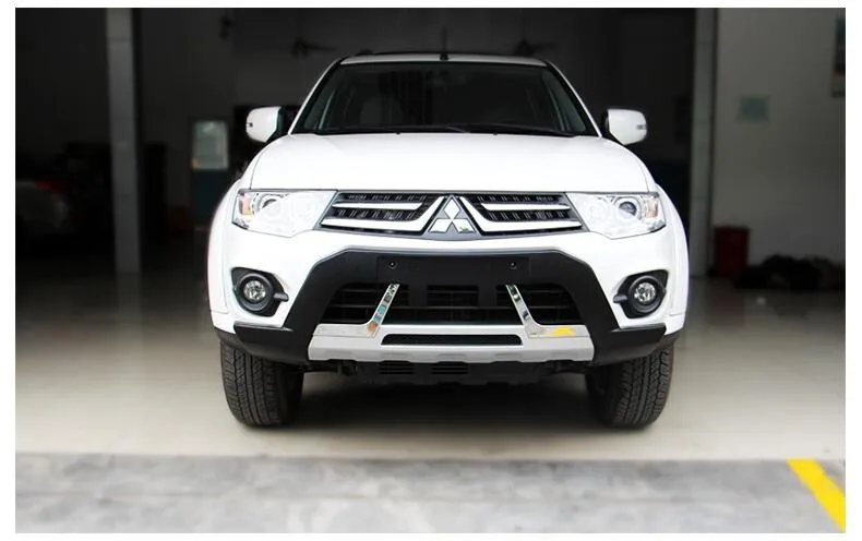 Для Mitsubishi Pajero Sport 2013- Передний+ задний бампер диффузор бамперы защита для губ защитная накладка ABS хромированная отделка 2PES