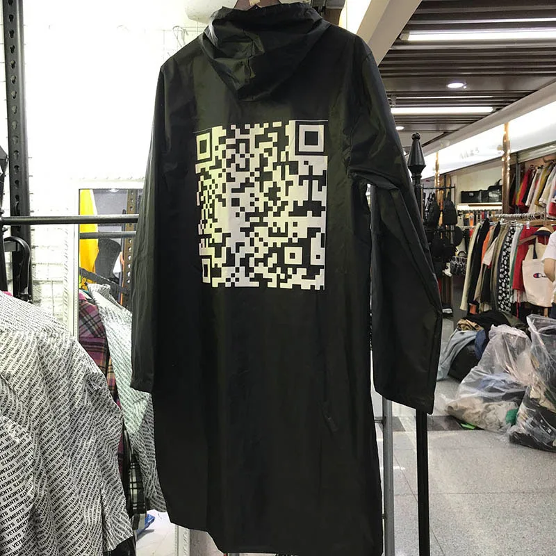 Плащ дождевик с принтом QR кода для мужчин и женщин модная Водонепроницаемая