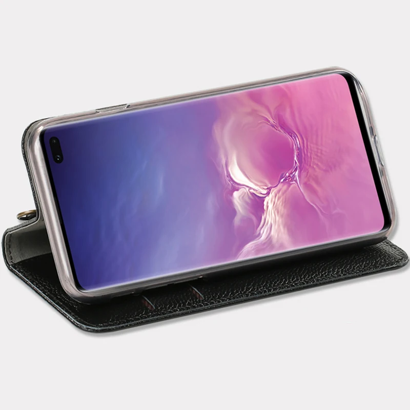 Flip Case For Samsung S6 S7 edge S8 S9 S10 Plus A30 A50 A70 Litchi Texture cover Note 8 9 10 A5 A7 A8 2018 J5 J7 2017 case | Мобильные