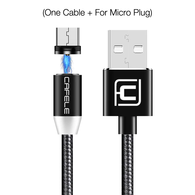Cafele 100 см/200 см светодиодный магнитный usb кабель для зарядки Micro USB кабель для Xiaomi Redmi Note 5 Магнитный кабель - Цвет: Black for Micro USB