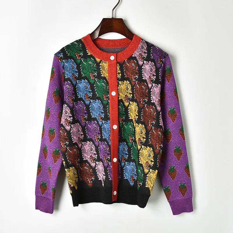 Женский трикотажный кардиган с люрексом подиумный винтажный свитер