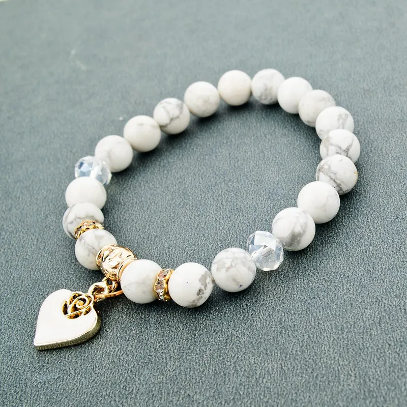 LongWay, браслеты с подвесками в виде сердца, браслет из белого натурального камня для женщин, ювелирные изделия в стиле бохо, подарок, Pulseiras Bijoux SBR150344
