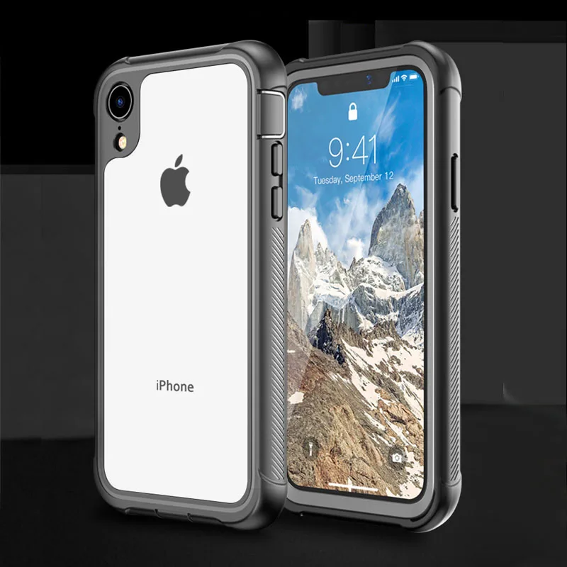 Противоударный чехол для iPhone X XS XR полный корпус Прочный Прозрачный бампер чехол для iPhone XS MAX со встроенной защитой экрана Полный Чехол