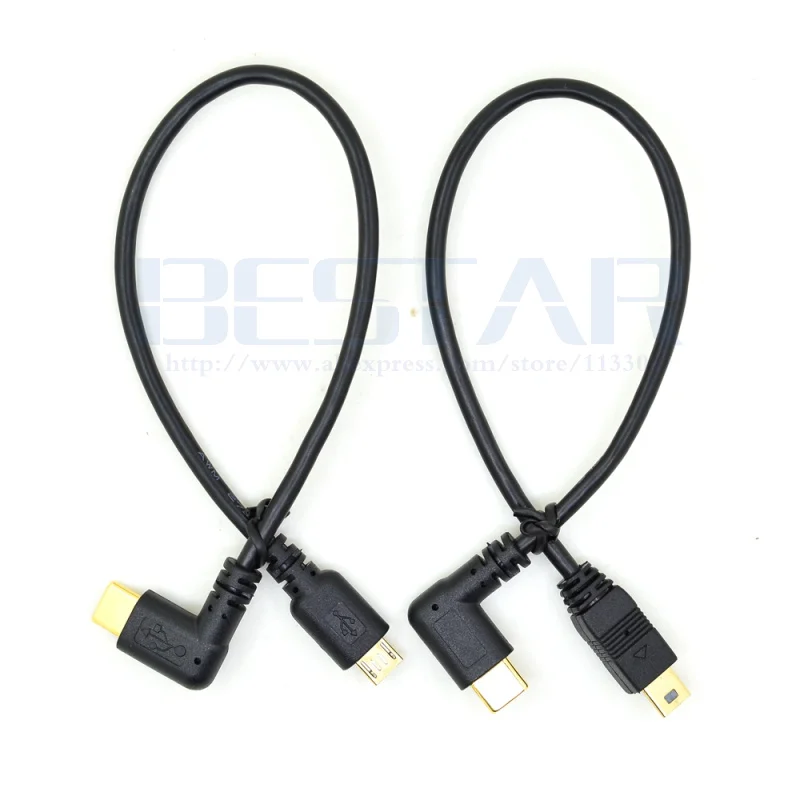 Micro Mini USB кабель 5Pin папа-папа USB 3,1 type C локоть к Mini Micro USB 2,0 OTG адаптер для передачи данных конвертер зарядный кабель 25 см