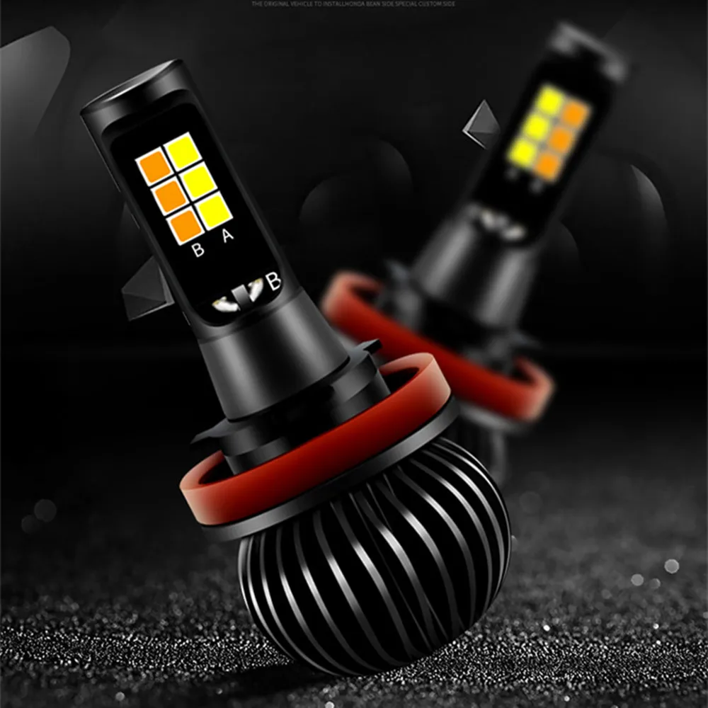 WLJH H7 светодиодный противотуманный светильник DRL двухцветная противотуманная