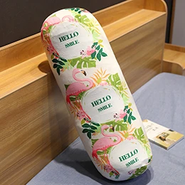 HELLO SMILE 100cm Модная цилиндрическая Подушка Фламинго печать плюшевый круглый валик спящий бойфренд девушка ноги подушки моющиеся спинки - Цвет: HELLO SMILE 100cm
