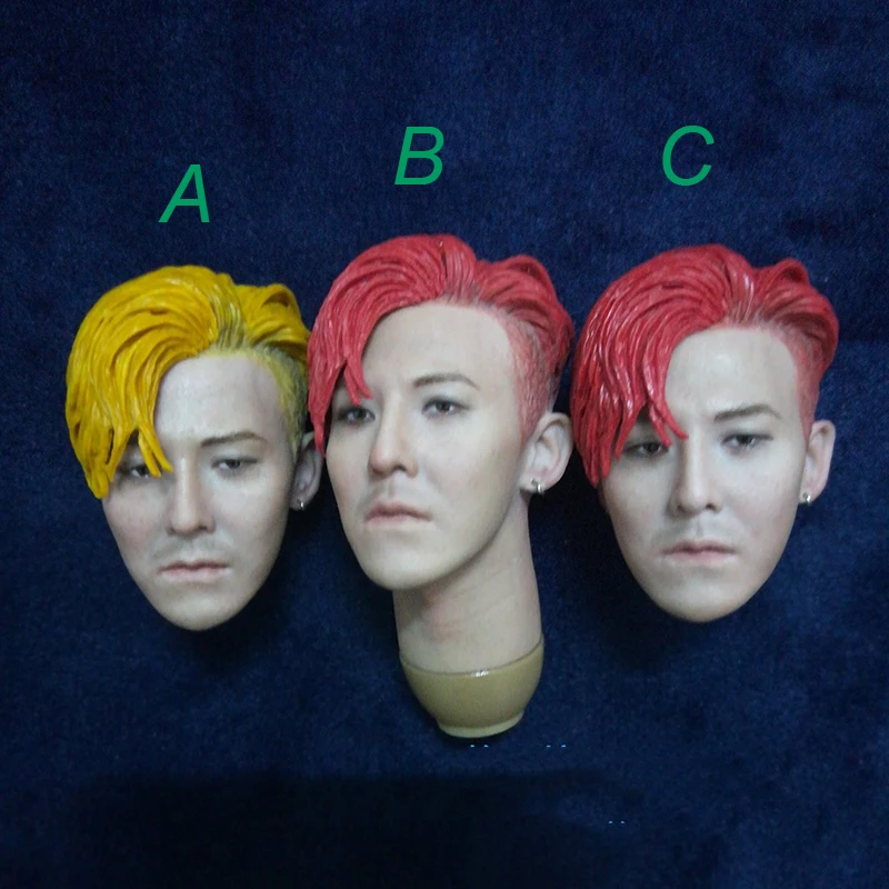 1/6 шкала Kwon Ji Yong голова Лепка с волосами для 12 &quotмужских тел красные и желтые