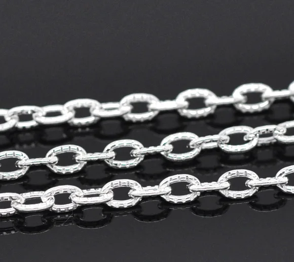 

DoreenBeads Silver color Textured Link-Opened Cable Chain Findings 4.5x3mm,2M