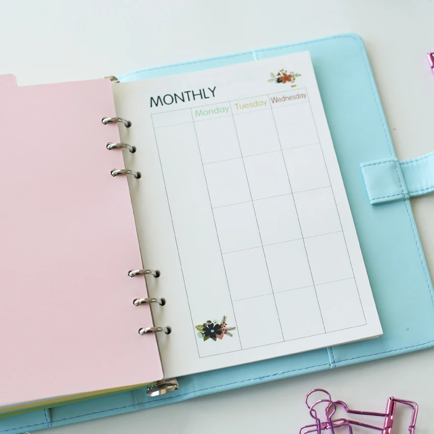 Вставки для А5 плантатора заправки с цветочным принтом заправка бумагой