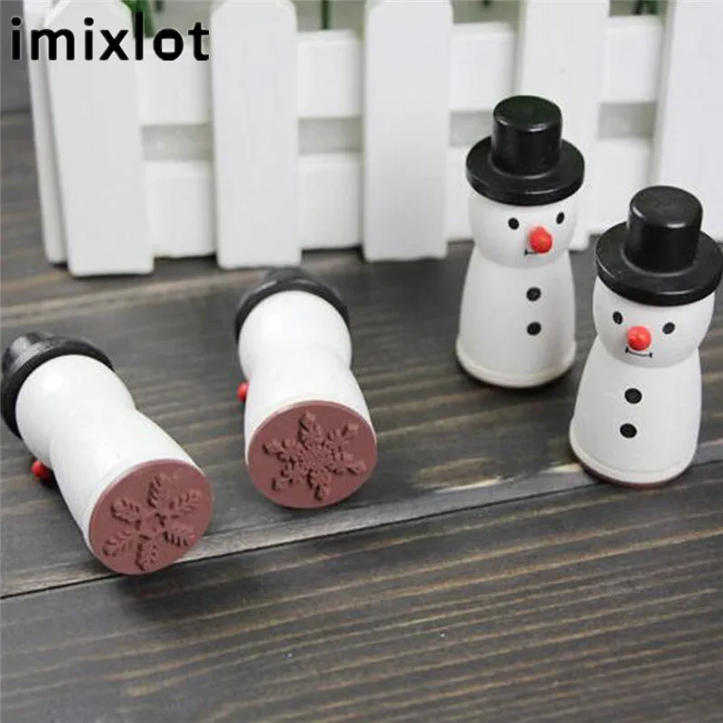 Imixlot милый деревянный Забавный Снеговик штамп черно-белая Снежинка дизайн
