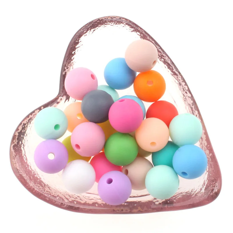 Cuentas redondas de silicona para mordedor de beb&eacute;, cuentas de silicona masticables sin Bpa para la fabricaci&oacute;n de joyas, juguetes de dentici&oacute;n Diy, regalo, 12mm, 100 Uds.-1