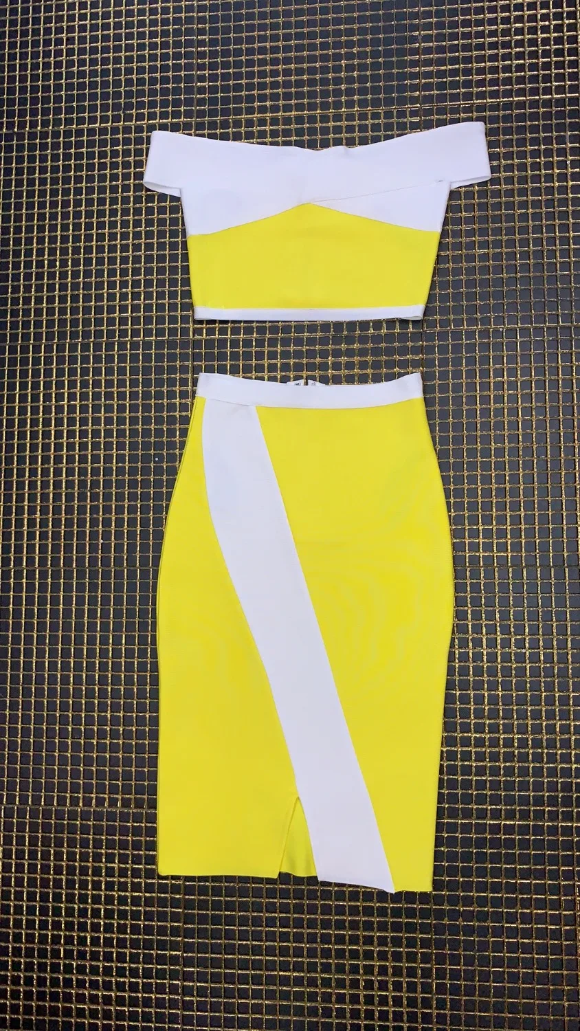 

2019 New Women yellow slash neck off shoulder short sleeve Bodycon Vestidos Celebrity Evening Party bandage Dress