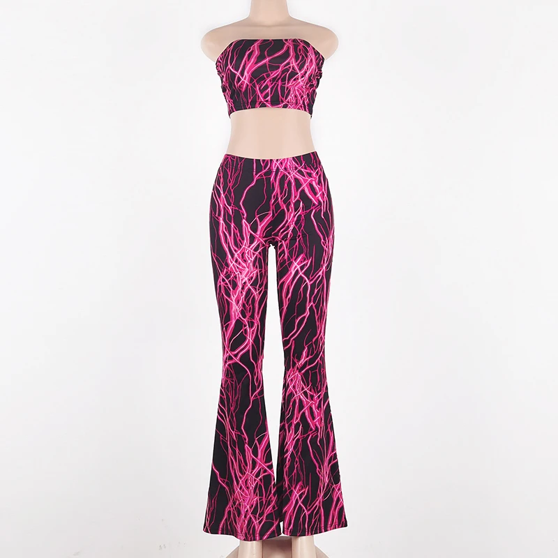Женский комплект из двух предметов Hugctar топ на бретелях с принтом брюки-клеш