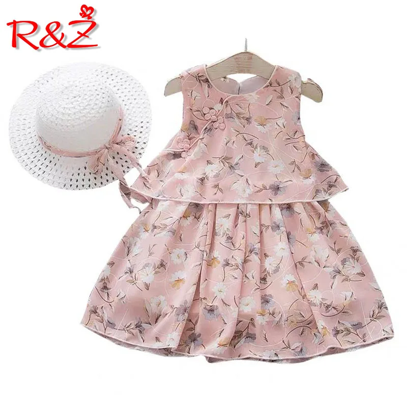 

Детское платье R & Z, Новинка лета 2019, платье без рукавов с принтом для маленьких детей, платье принцессы с цветочным принтом для отправки пляж...