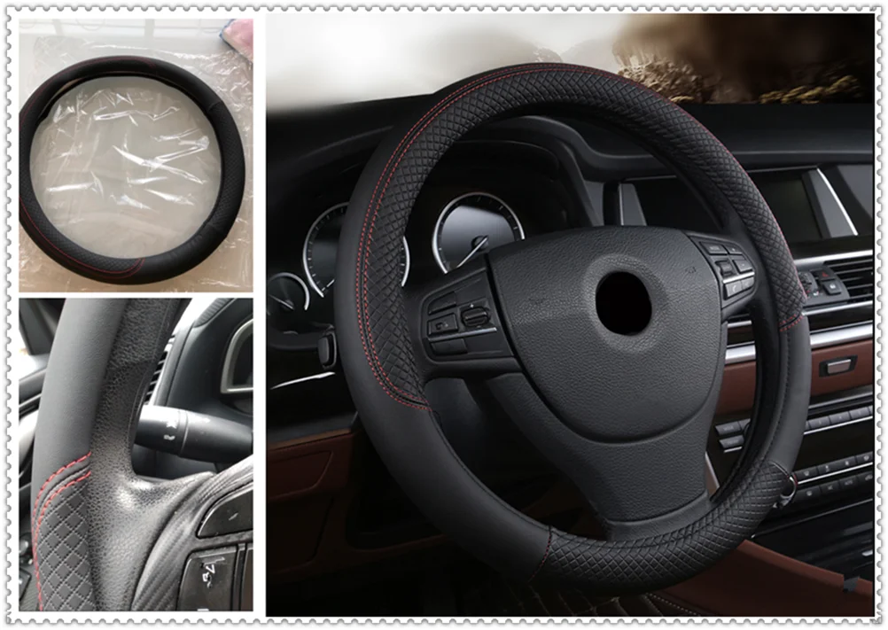 37 см 38 чехол рулевого колеса автомобиля кожаный сшитый вручную PU для Renault Initiale