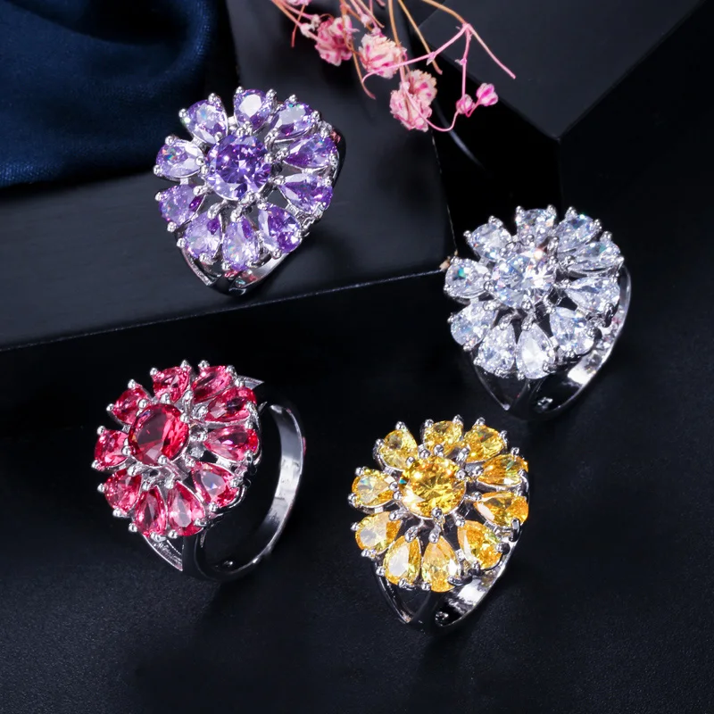 Женское кольцо на палец с фианитом 4 цвета|jewelry nose|jewelry coraljewelry bails glue on |