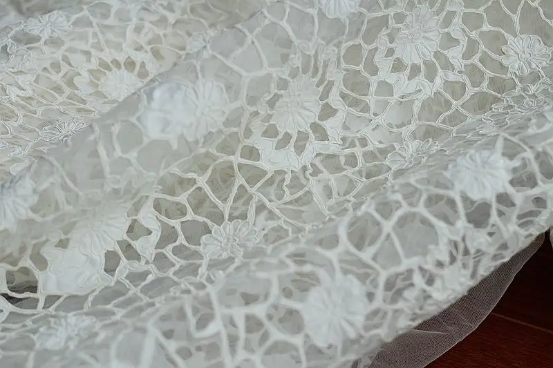Высококачественная свадебная кружевная ткань alencon цвета слоновой кости
