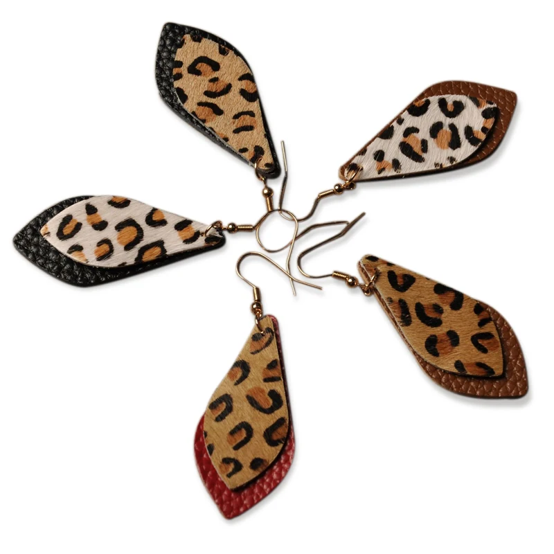 Двухслойные леопардовые висячие серьги с рисунком для женщин уникальный дизайн