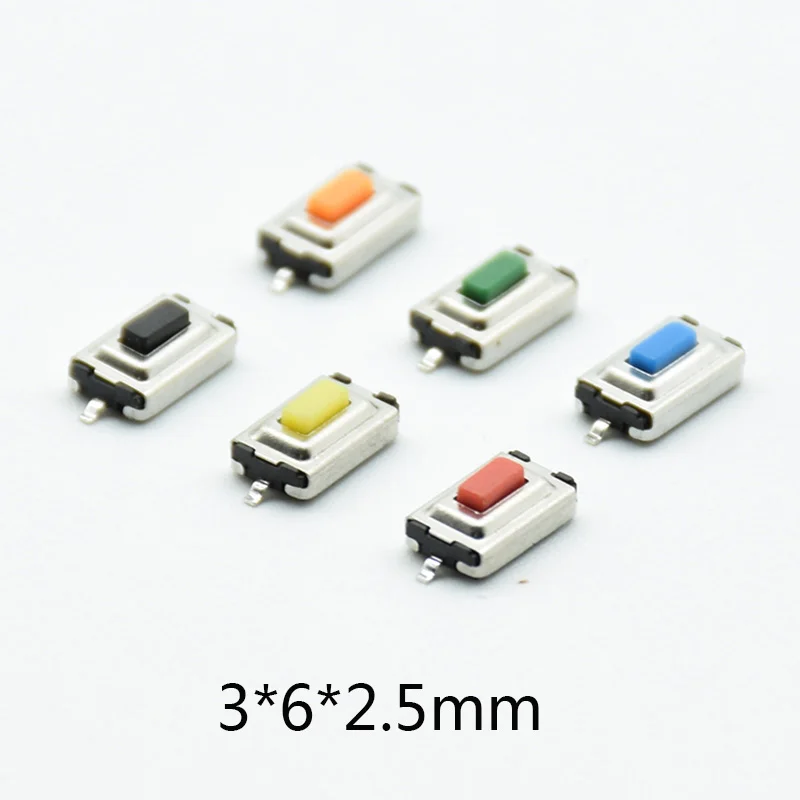 100 шт. сенсорный мини-микропереключатель Tact 3x6x2 5 мм 3*6 * SMD желтая красная черная