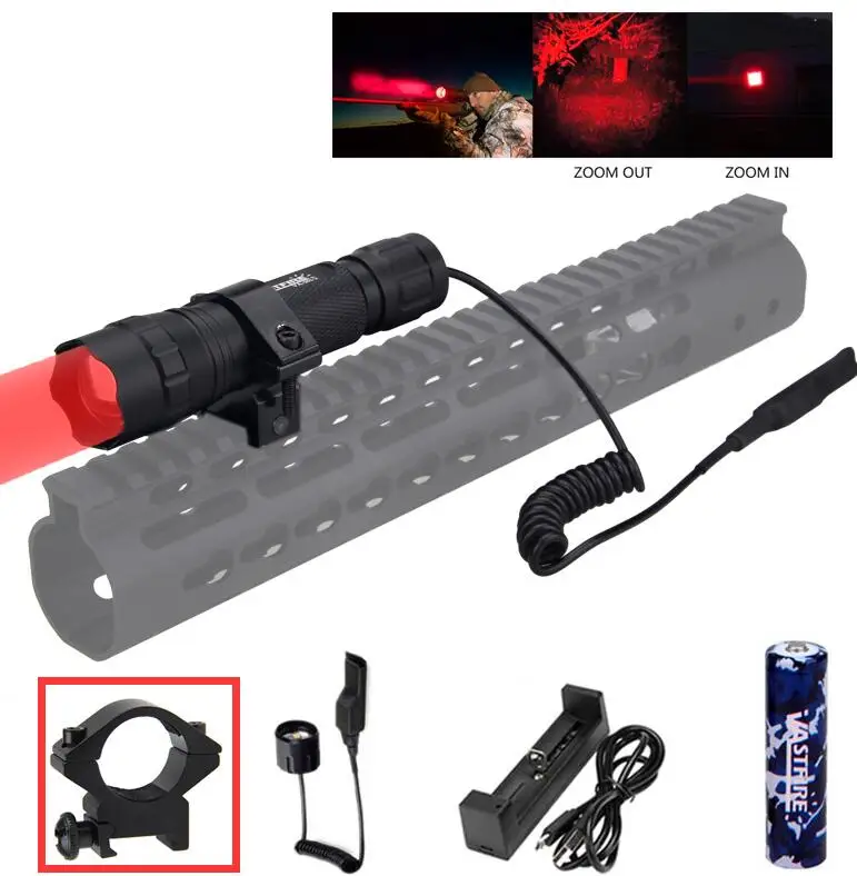 Package 4 (Red) 6000LM УФ фиолетовый/зеленый/красный Q5 светодиодный масштабируемый светодиодный тактический вспышки светильник охотничий фонарь пистолет оружие, винтовка светильник фонарь Крепление страйкбол - Цвет: Package 4 (Red)
