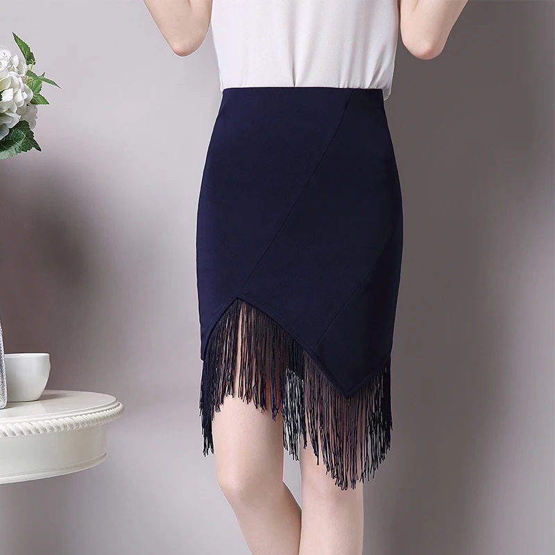 Fashion Elegant Sexy Women Skirt High Waist Elastic Slim Solid Tassel Hip Bodycon Female Summer 2019 Spring Bottoms | Женская одежда